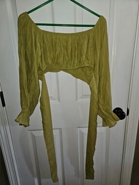 Olive Green Off-Shoulder Crop Top